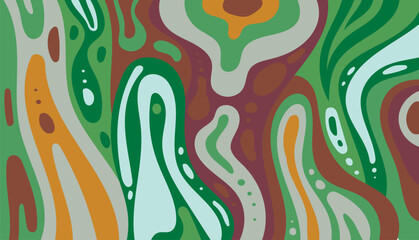 Groovy background vector Retro 70s and 80s color design .