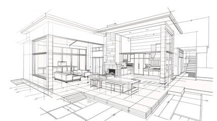 Detailed Sketches and drawings of house interior and exterior 