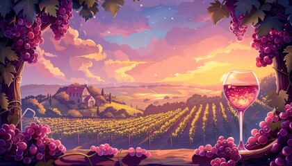 wine and flowers at sunset