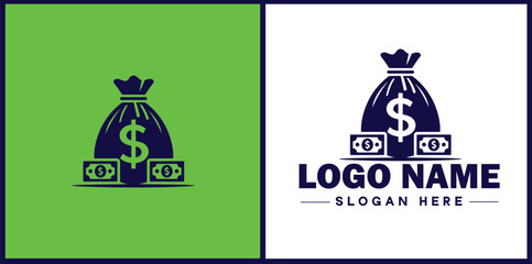 money bag logo icon vector for business brand app icon dollar Sack cash bank  financial logo template