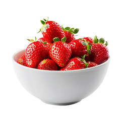 Strawberries in a bowl on transparent background. Element for your design.