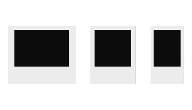 Set of Empty Photo Frame. Realistic photo card frame mockup. Black and white photo frame. Vector illustration isolated on white background