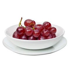 Bowl of red grape on transparent background. Healthy food element for design.