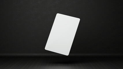 Blank mockup one bank (gift) card with shadows on a black background. Debit card mock up.  Name card design mock up presentation.