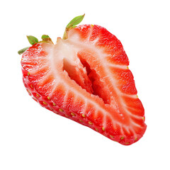 Half strawberry on transparent background. Realistic vector illustration.