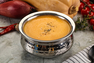 Vegetarian Pumpkin soup with spices