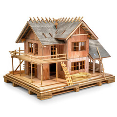 A miniature house under construction on transparency background PNG

