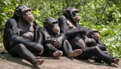 a group of chimpanzees enjoying a leisurely aftern upscaled 13