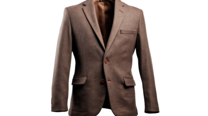 A mannequin wearing a stylish brown jacket and tie