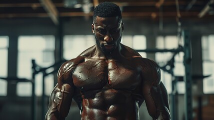 Fototapeta na wymiar Bodybuilding Prowess Cinematic shots of bodybuilders sculpting their physiques with weightlifting exercises showcasing muscular definition AI generated illustration