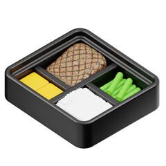 Grilled Fish Bento Set 3D Icon