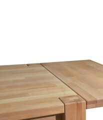 Wooden table top surface over white background