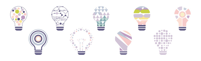 Lightbulb as Knowledge and Smart Solution Icon Vector Set