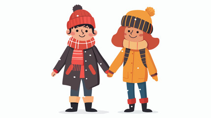 happy little couple characters flat vector isolated on
