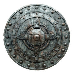 Naklejka premium Metal shield object model isolated on transparent background.