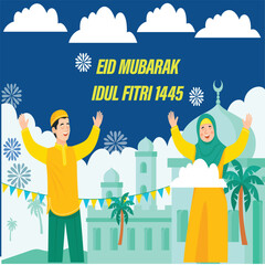 The children were happy to wish them a happy Eid al-Fitr 1445 H