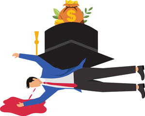 The pressure of school loan debt, the heavy cost of education and training, the pressure of academics, businessmen being crushed by graduation caps filled with money