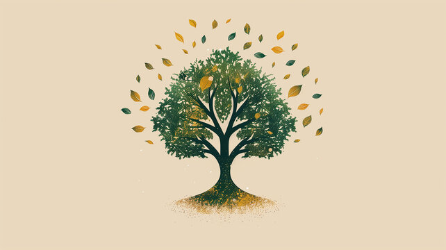 illustration tree symbol: Arbor Day concept art, nature appreciation