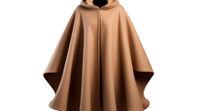 A brown cloak with a hood hangs elegantly, exuding an aura of secrecy