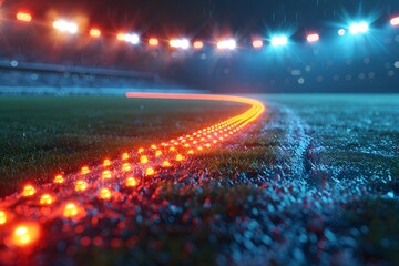 Close Up of a Soccer Field at Night