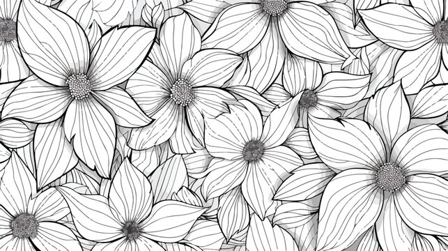 Monochrome Seamless Pattern with Floral Motifs. Endles