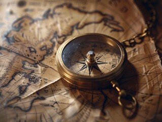 compass on vintage map