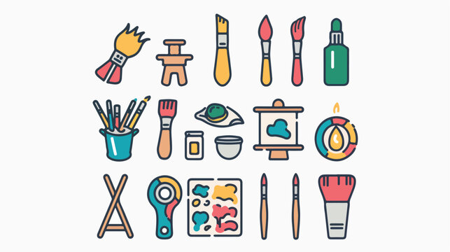 Paint  Art Flat Outlined Icon Template flat vector isolated