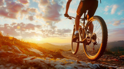 A person is riding a mountain bike