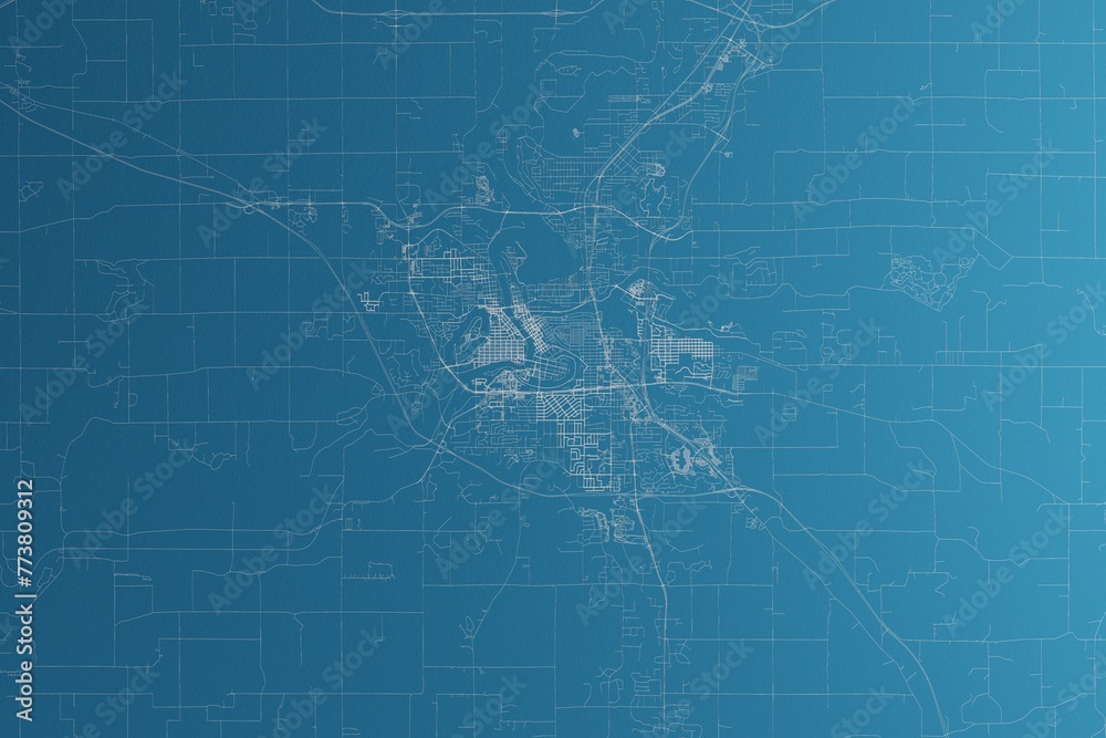 Canvas Prints map of the streets of eau claire (wisconsin, usa) made with white lines on blue paper. rough backgro - Canvas Prints