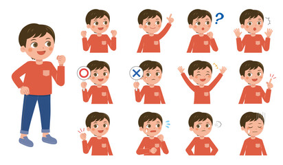 男の子の表情バリエーションセットイラスト