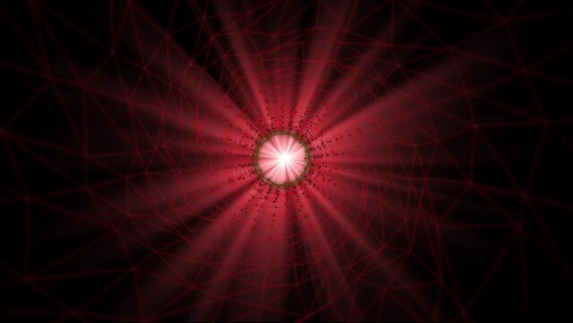 Light rays, Red polygon tunnel light in middle Loopable tunnel