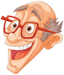Vector illustration of a smiling cartoon man's face - obrazy, fototapety, plakaty