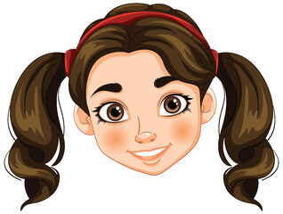 Vector graphic of a smiling young girl's face