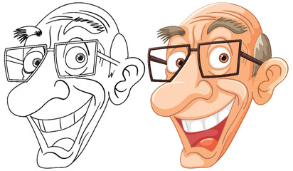 Two cartoon faces showing different emotions