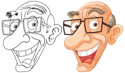 Deurstickers Two cartoon faces showing different emotions © GraphicsRF