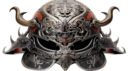 A helmet adorned with intricate horns, exuding a sense of power and strength