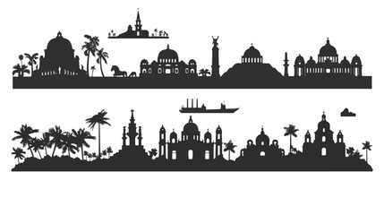 Landscape silhouette of Mexico city collection Flat v