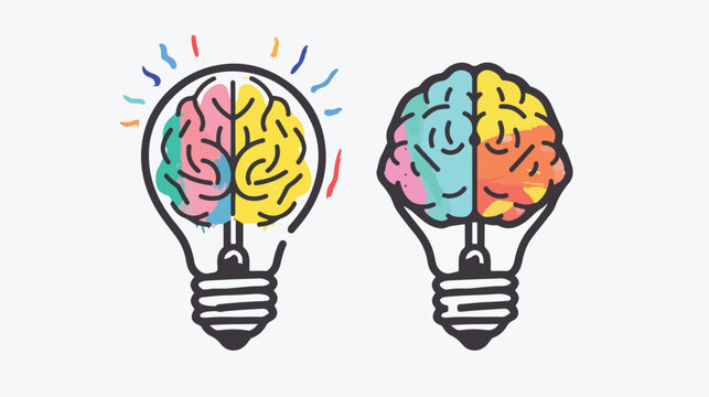 Light bulb and brain icon. Creativity symbol