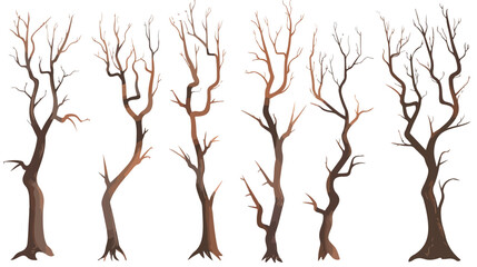 rendering of the barren trees flat vector isolated on