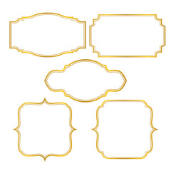 Set of Golden vintage Frames, golden traditional border set, elegant, premium and modern frames Vector