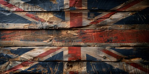 UK Flag on Wood Background for Queen's Birthday, Remembrance Day