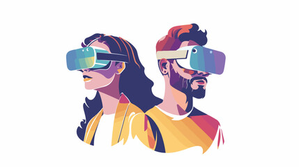 Obraz na płótnie Canvas Man and woman with smartglasses design Augmented real