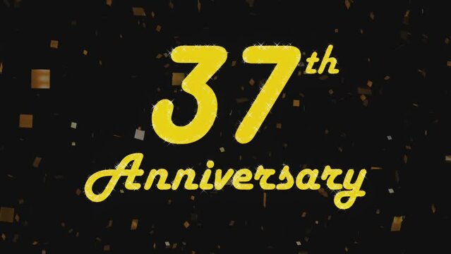 Happy 37th anniversary 001, motion graphic black background.