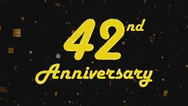 Happy 42nd anniversary 001, motion graphic black background.