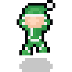 Pixel art cartoon christmas elf character