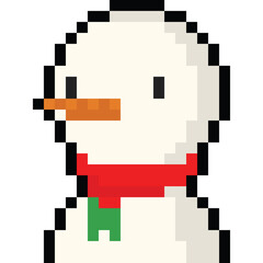 Fototapeta premium Pixel art cartoon portrait christmas snowman character