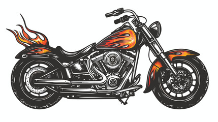 Motorcycle sketch flame illustration. Vector graphic