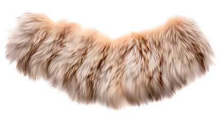 A close up of a luxuriously soft fur collar against a stark white background