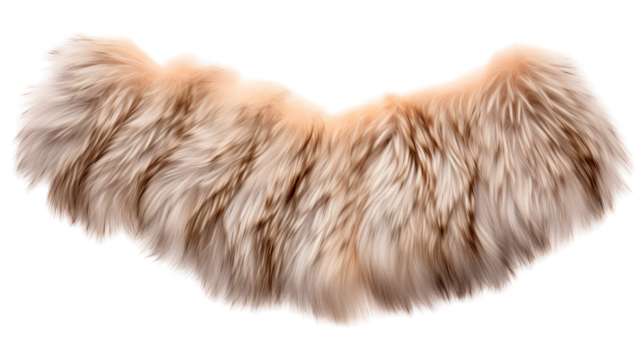 A close up of a luxuriously soft fur collar against a stark white background