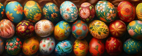 Fototapeta na wymiar Traditional painted eggs at the Ciocanesti fair, for the orthodox Easter .art illustration